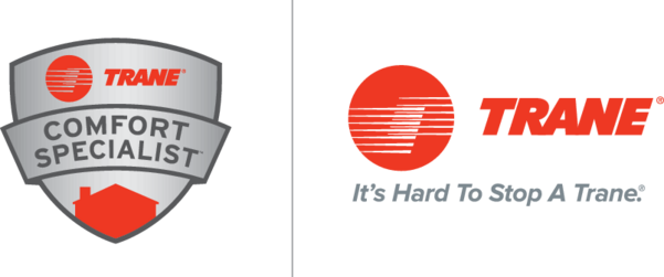 Trane Comfort Specialist (TCS) badge with Trane logo combo - horizontal version.